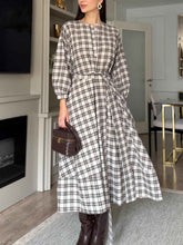 Casual Plaid Print Belted Maxi Dress